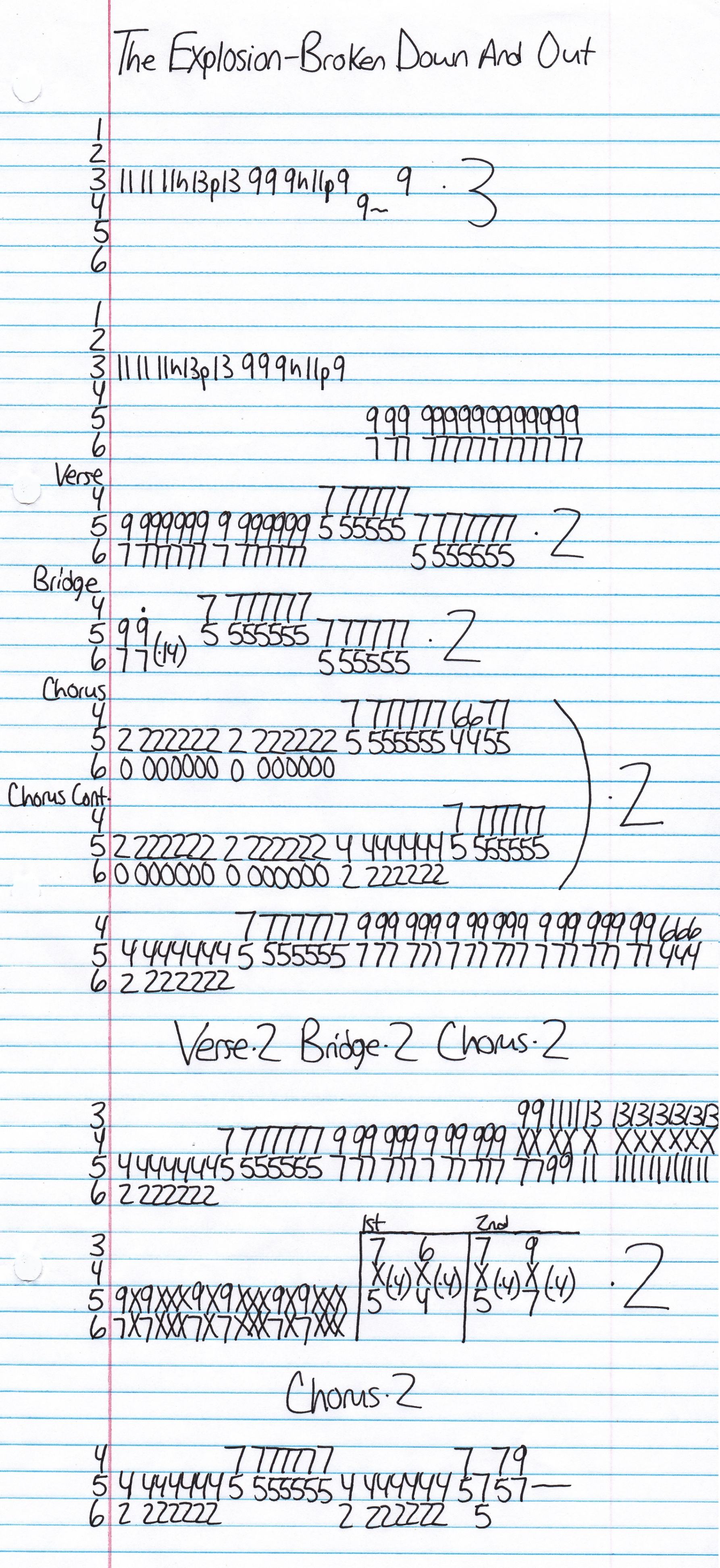 High quality guitar tab for Broken Down And Out by The Explosion off of the album Flash Flash Flash. ***Complete and accurate guitar tab!***